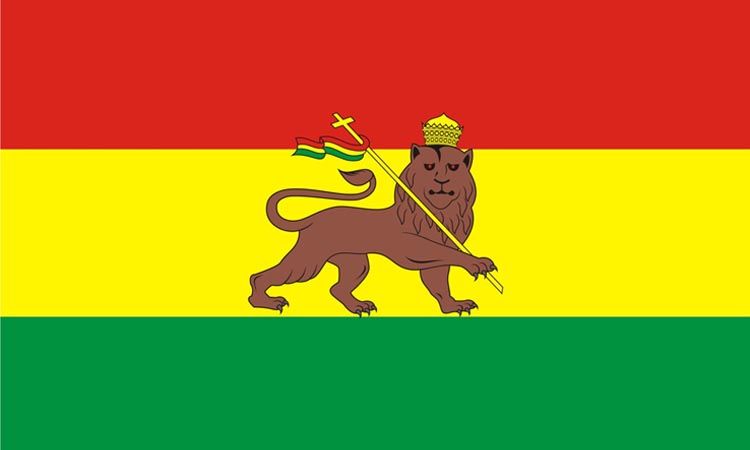 bandeira etiopia com simbolo rastafari